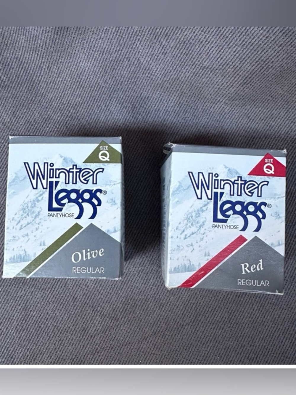 Vintage winter leggs tights 2 pair red olive